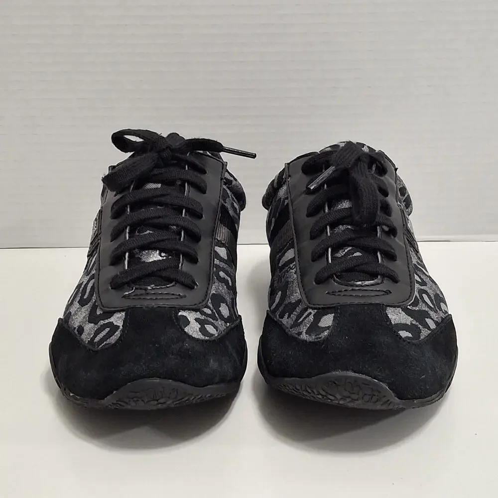 Coach Womens Kinsley Sneakers Black Q986 Low Top Lace Up Signature Logo Size 11M